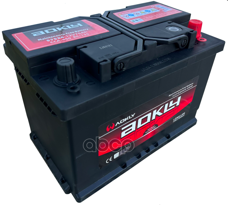 Аккумулятор AOKLY DIN 75 Ач обратный R+ 276x174x190 L3 EN 650  А AOKLY 57524