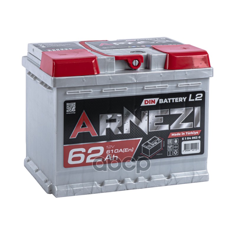 Аккумулятор Arnezi DIN 62 Ач обратный R+ 242x175x190 L2 EN 610 А ARNEZI E1040620