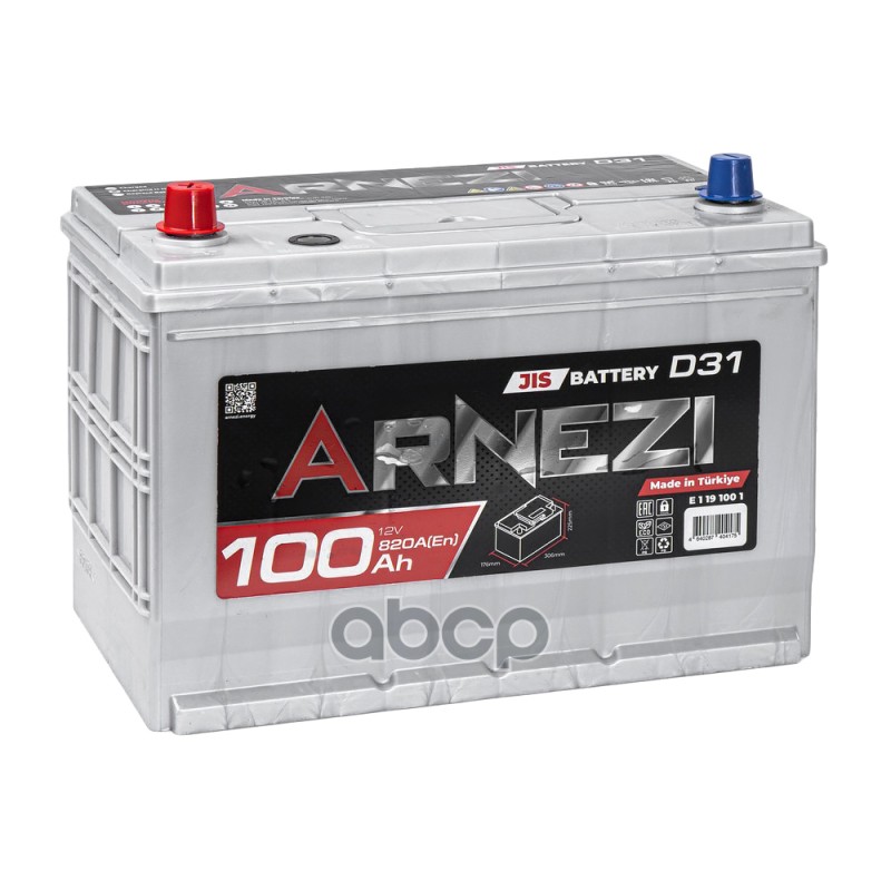 Аккумулятор Arnezi JIS 100 Ач прямой L+ 306x176x225 D31 EN 820 А ARNEZI E1191001