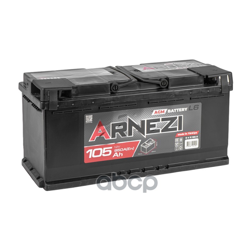 Аккумулятор Arnezi AGM Start-stop 105 Ач обратный R+ 390x175x190 L6 EN 950 А ARNEZI E4111050