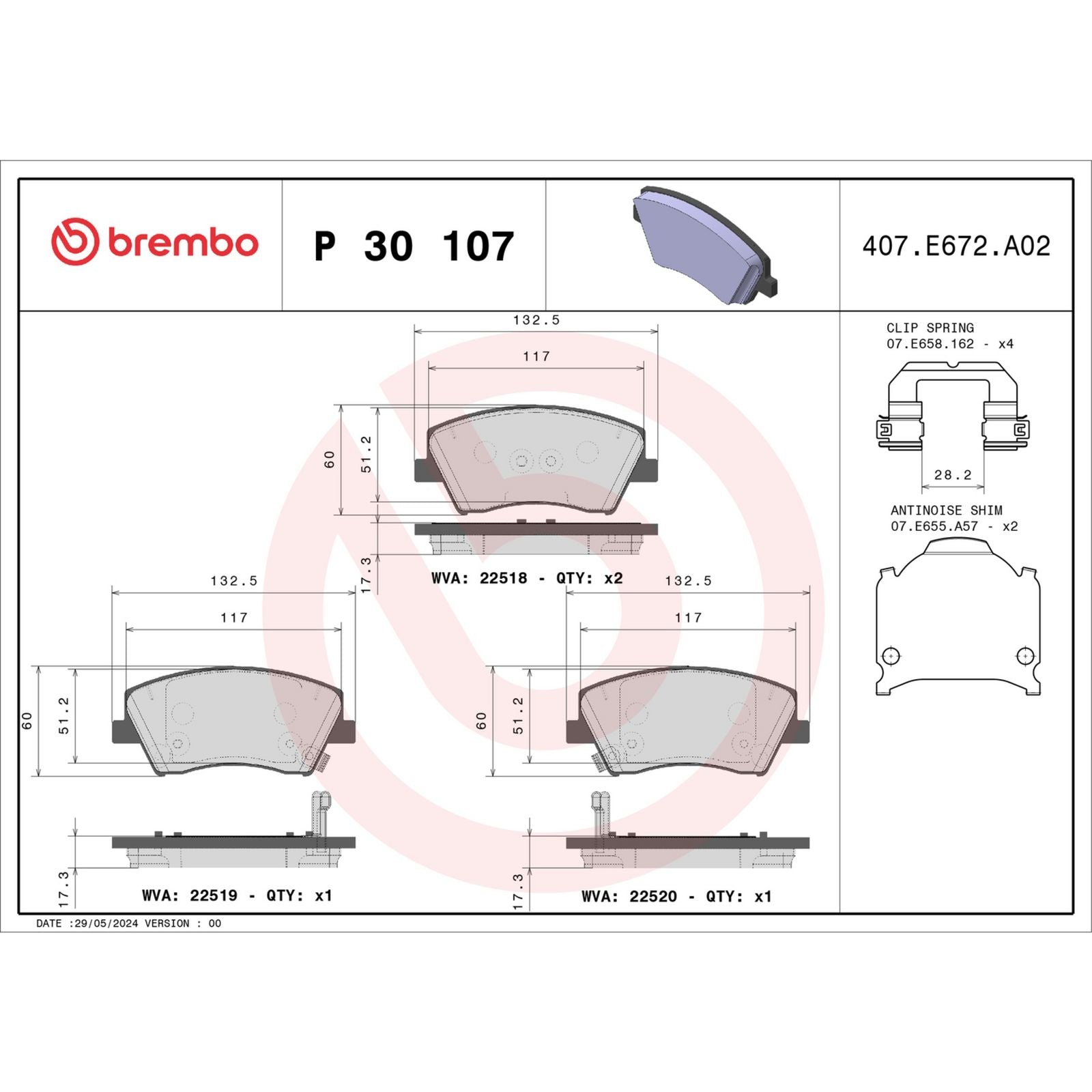 Передние тормозные колодки с низким содержанием металла Brembo PRIME P30107