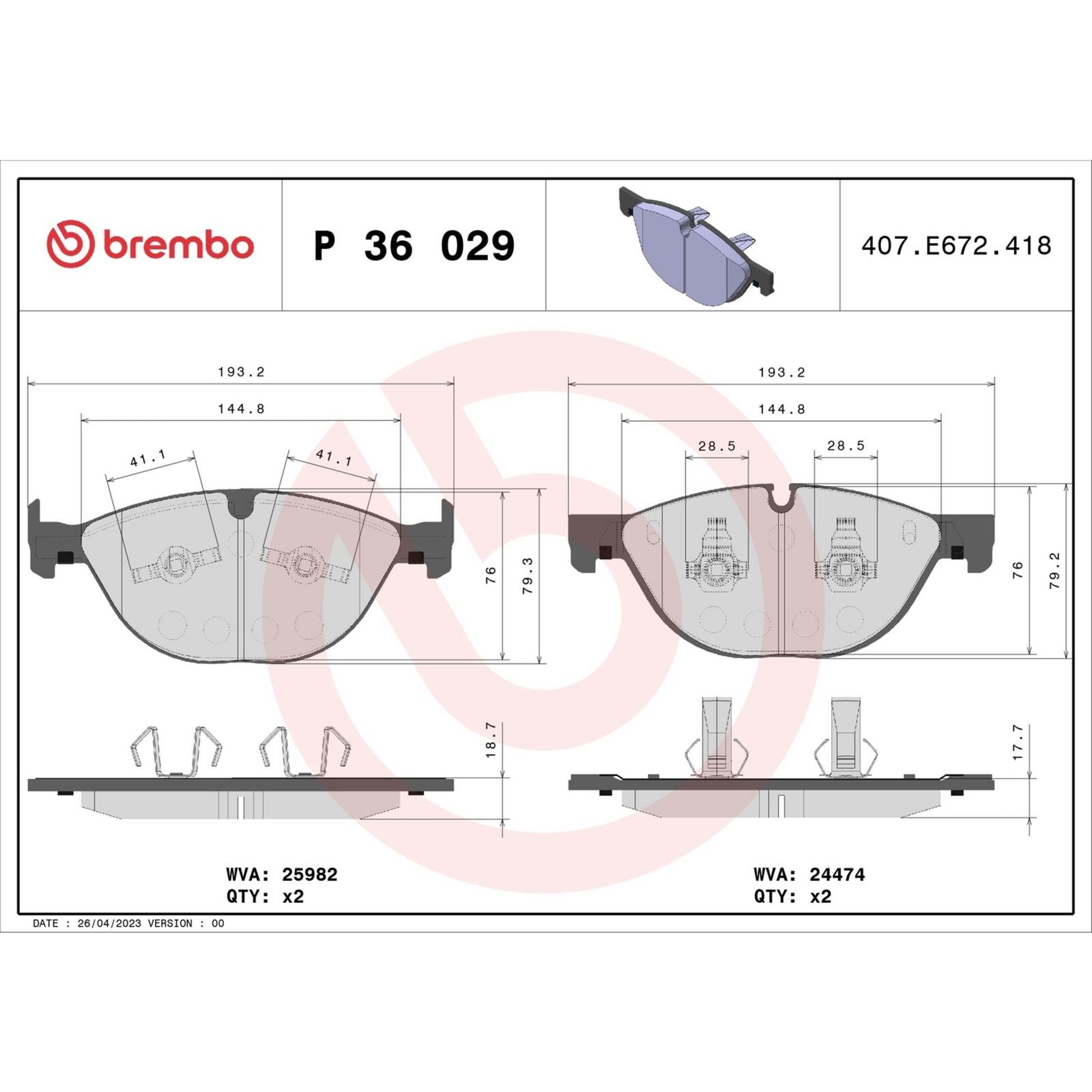 Передние тормозные колодки с низким содержанием металла Brembo PRIME P36029
