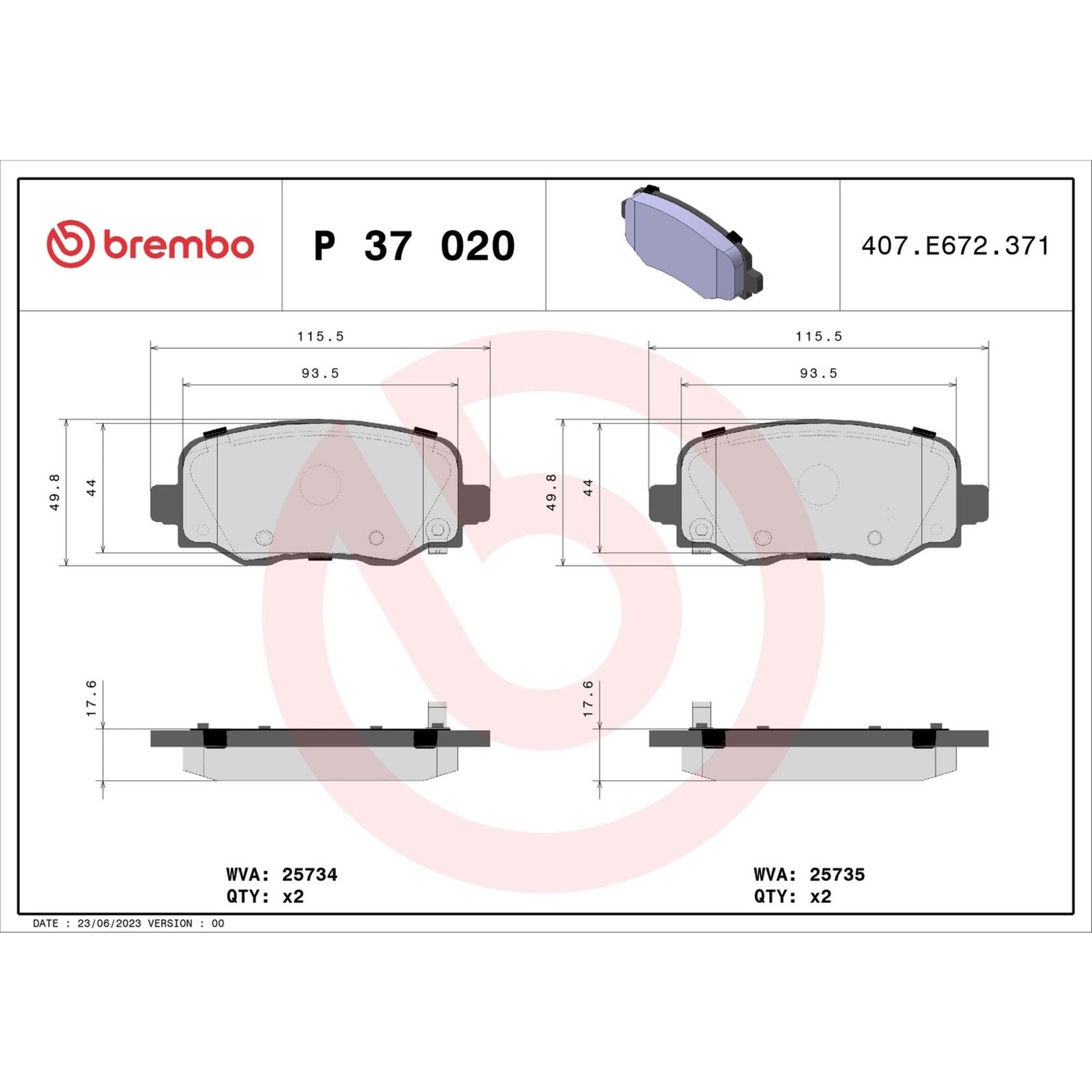 Задние тормозные колодки с низким содержанием металла Brembo PRIME P37020