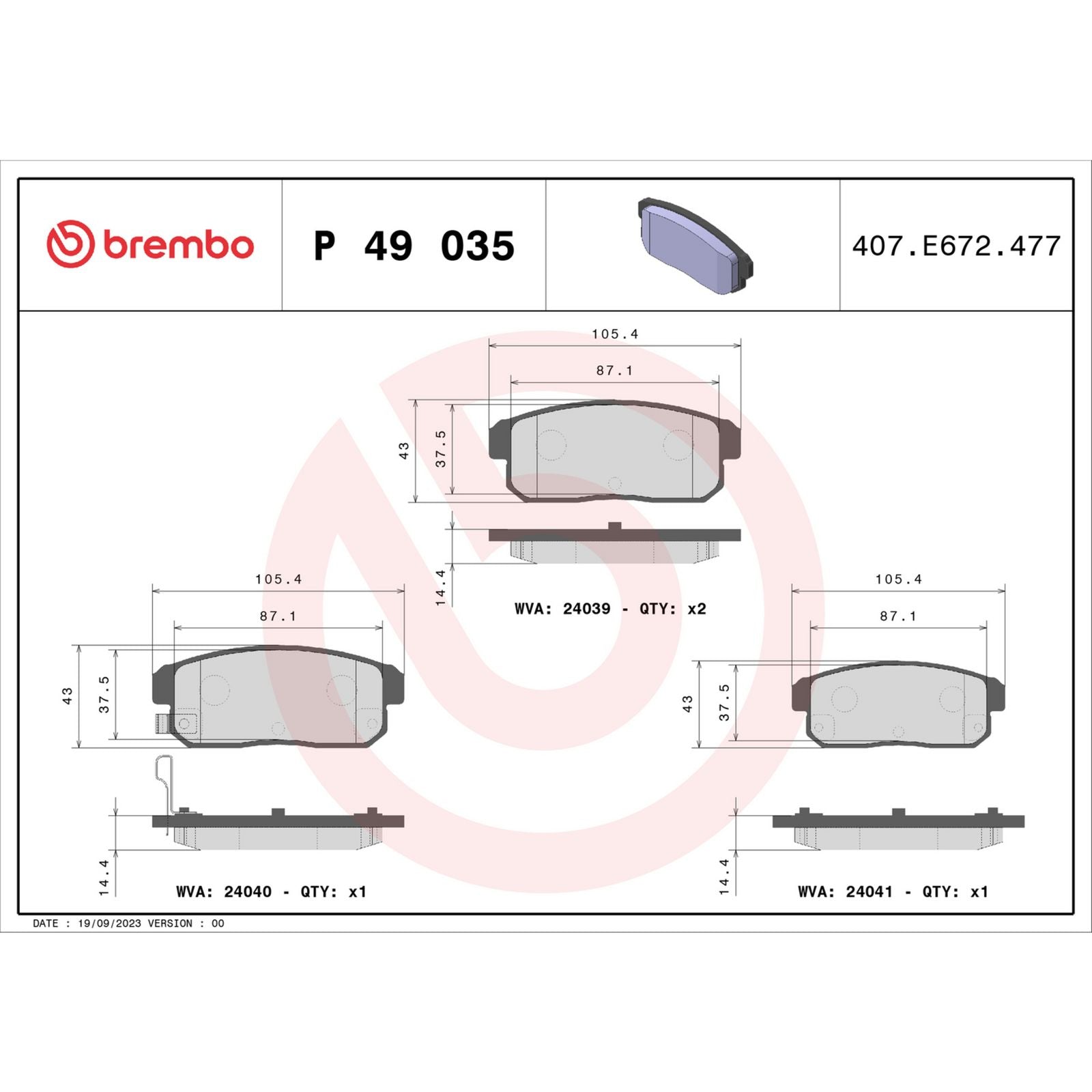 Задние тормозные колодки с низким содержанием металла Brembo PRIME P49035