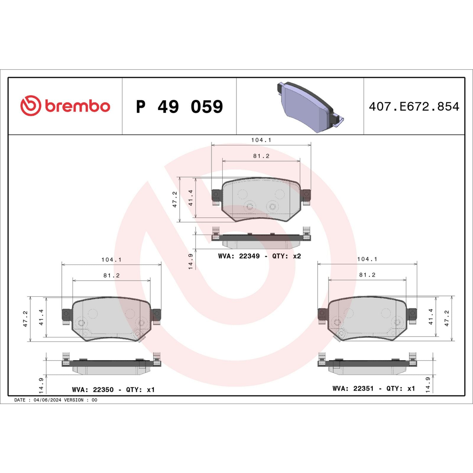 Задние тормозные колодки с низким содержанием металла Brembo PRIME P49059