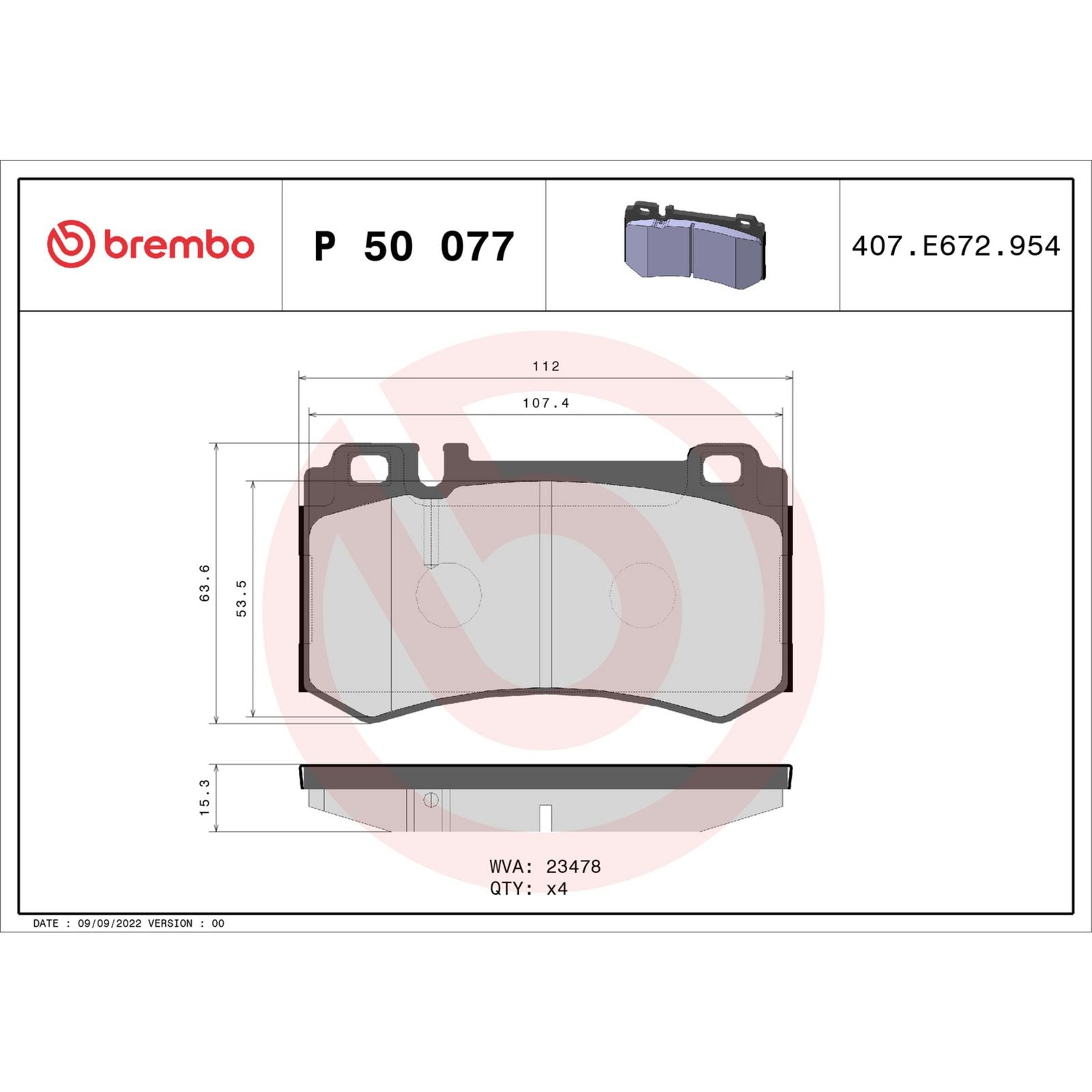 Задние тормозные колодки с низким содержанием металла Brembo PRIME P50077