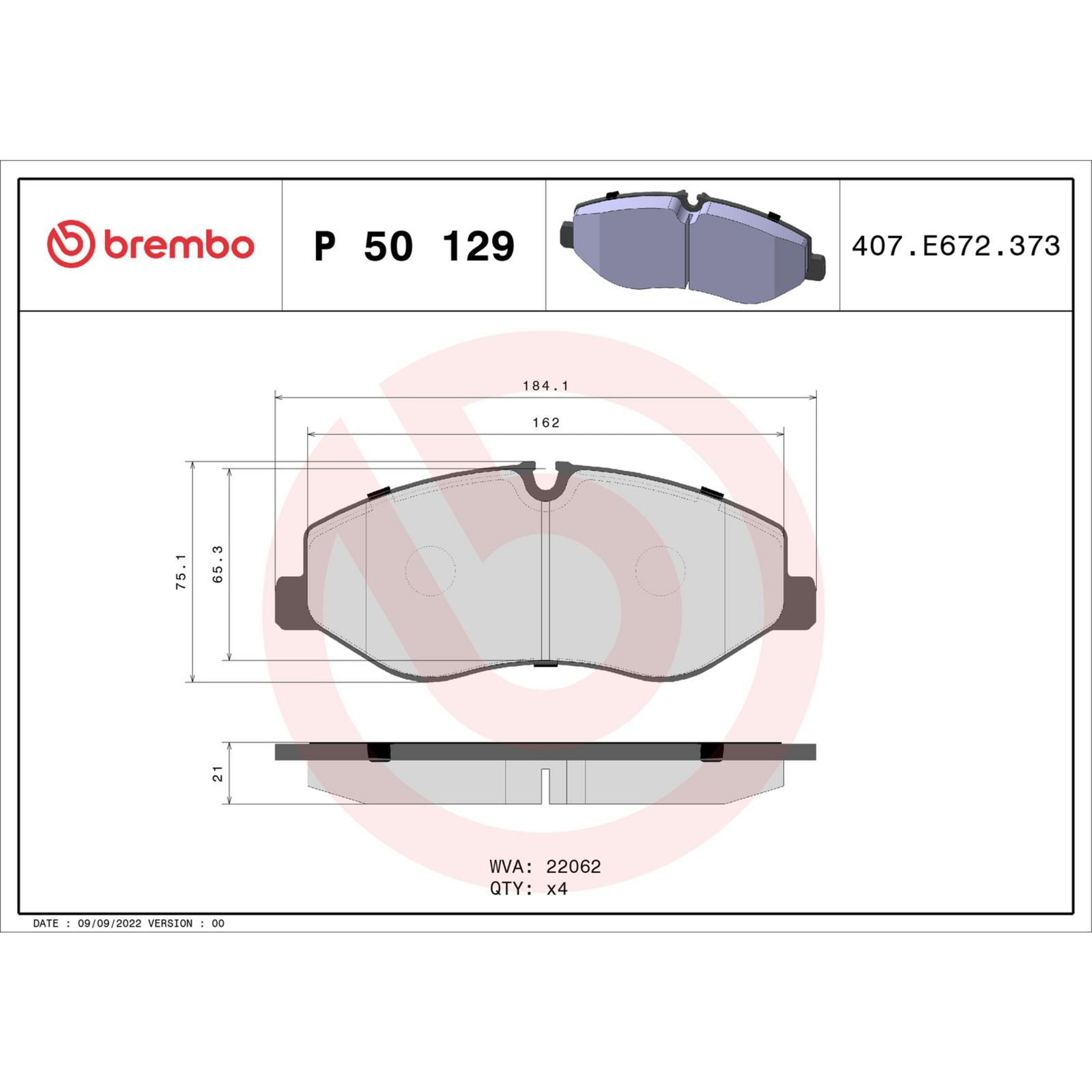 Передние тормозные колодки с низким содержанием металла Brembo PRIME P50129
