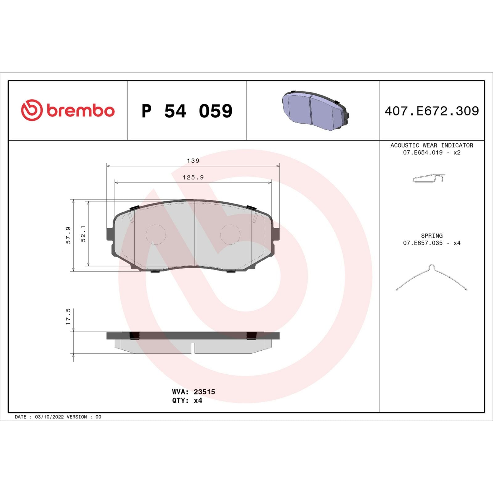 Передние тормозные колодки с низким содержанием металла Brembo PRIME P54059