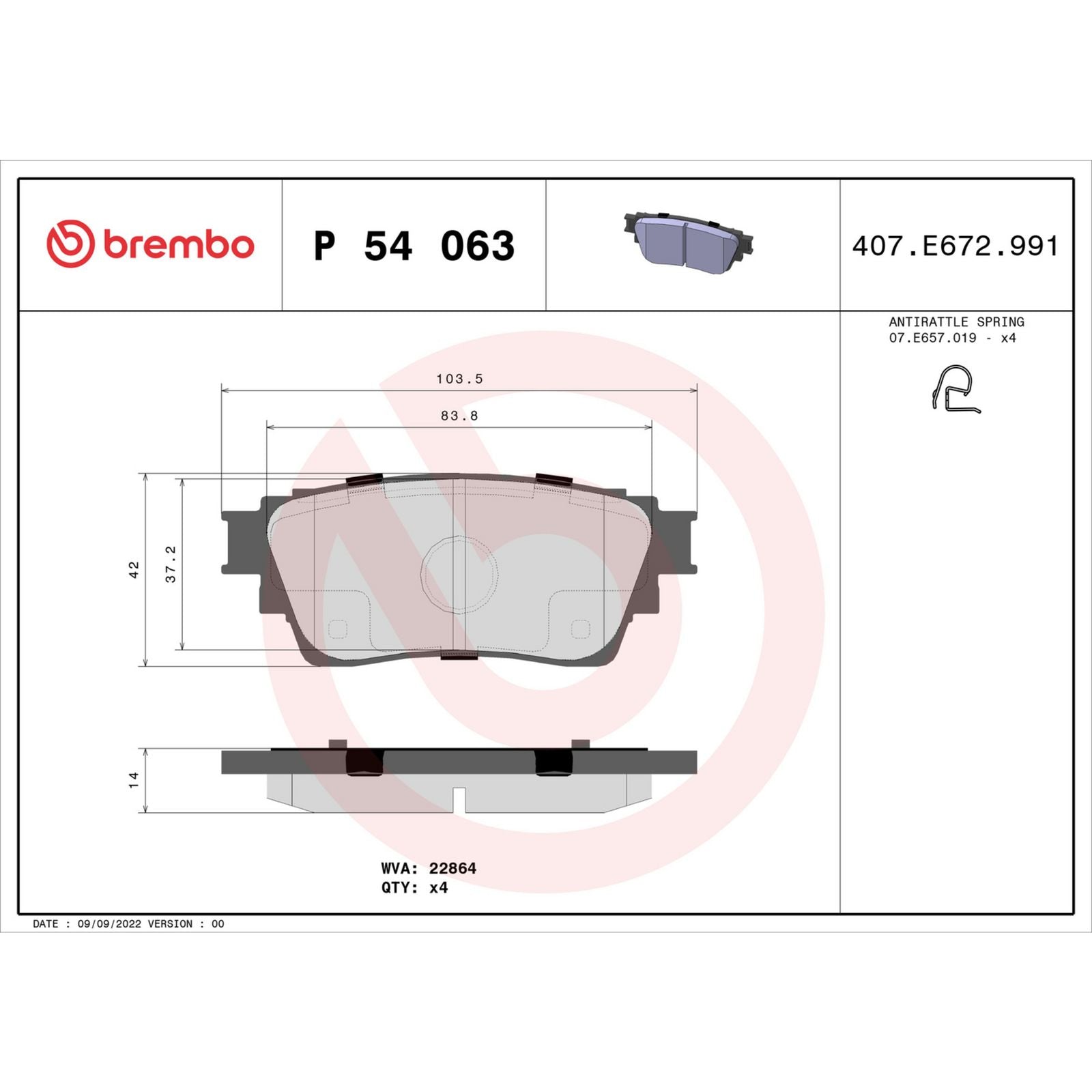 Задние тормозные колодки с низким содержанием металла Brembo PRIME P54063