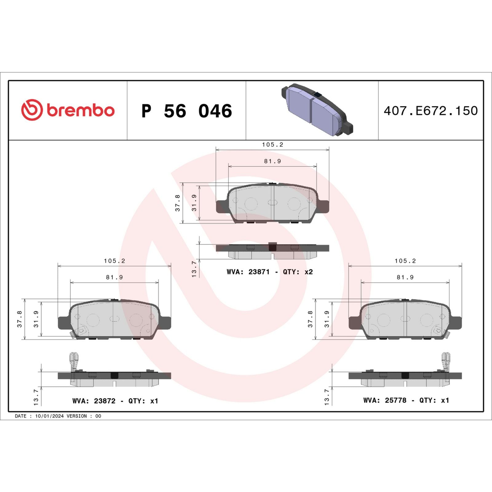 Задние тормозные колодки с низким содержанием металла Brembo PRIME P56046