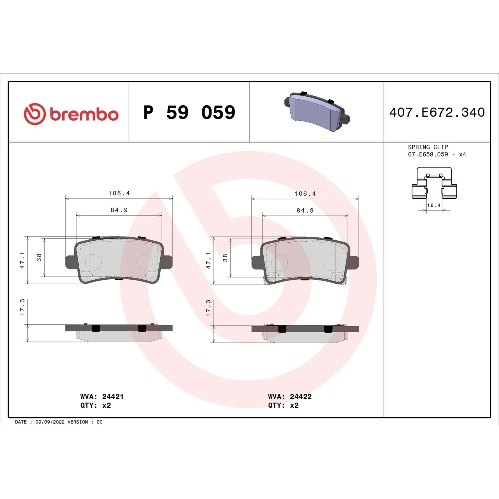 Задние тормозные колодки с низким содержанием металла Brembo PRIME P59059