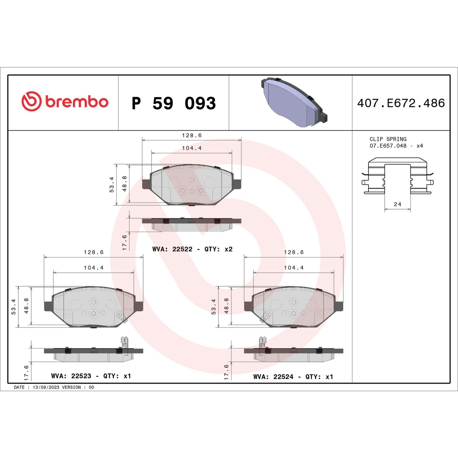 Передние тормозные колодки с низким содержанием металла Brembo PRIME P59093