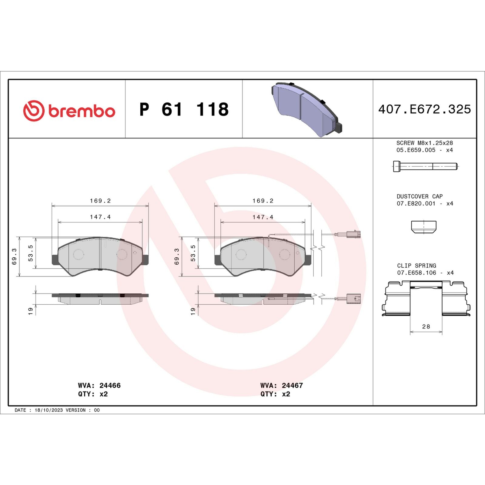 Передние тормозные колодки с низким содержанием металла Brembo PRIME P61118