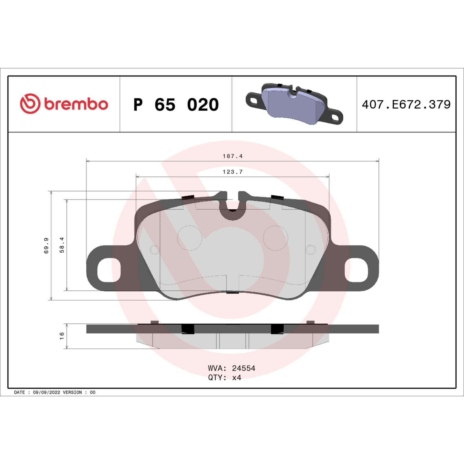 Задние тормозные колодки с низким содержанием металла Brembo PRIME P65020