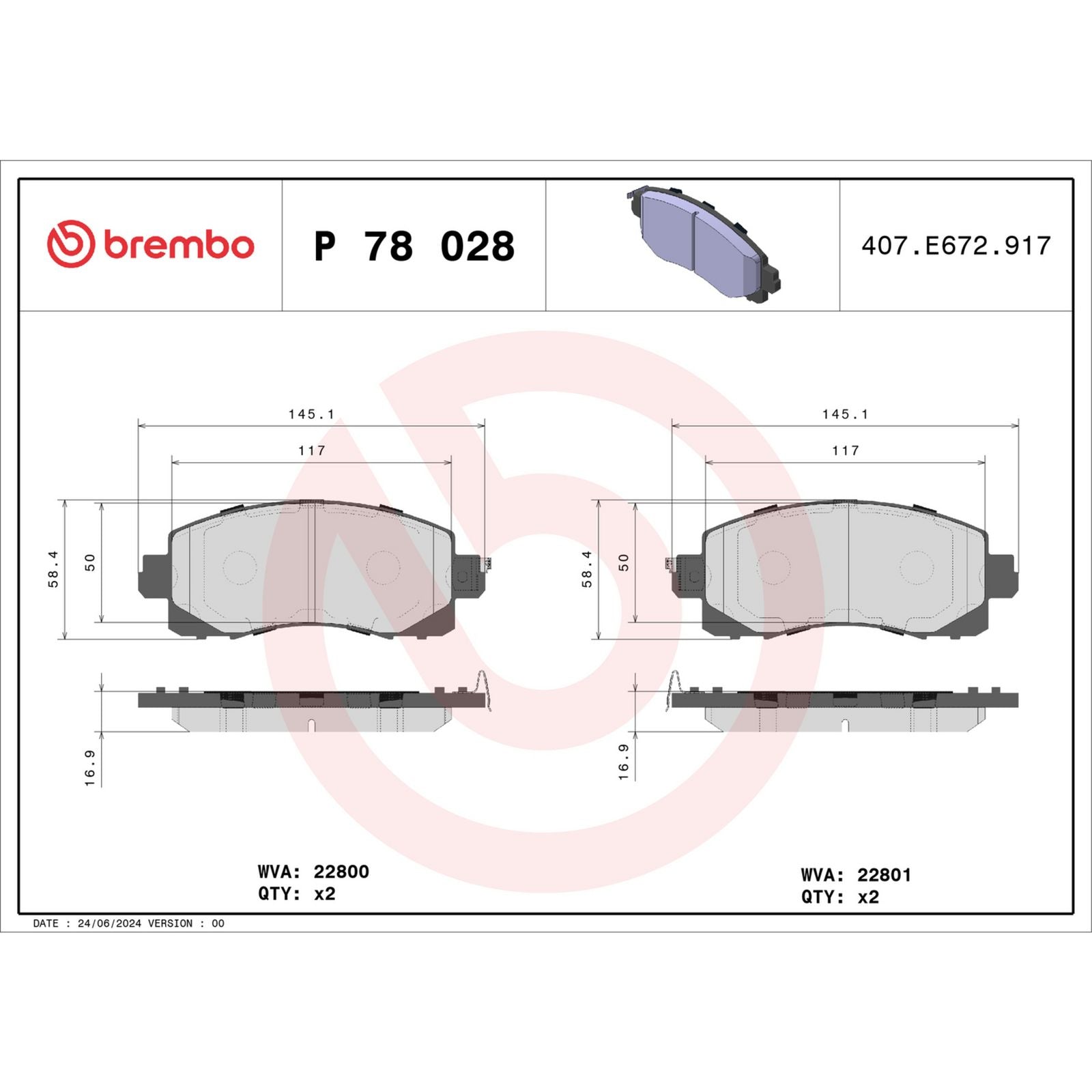 Передние тормозные колодки с низким содержанием металла Brembo PRIME P78028