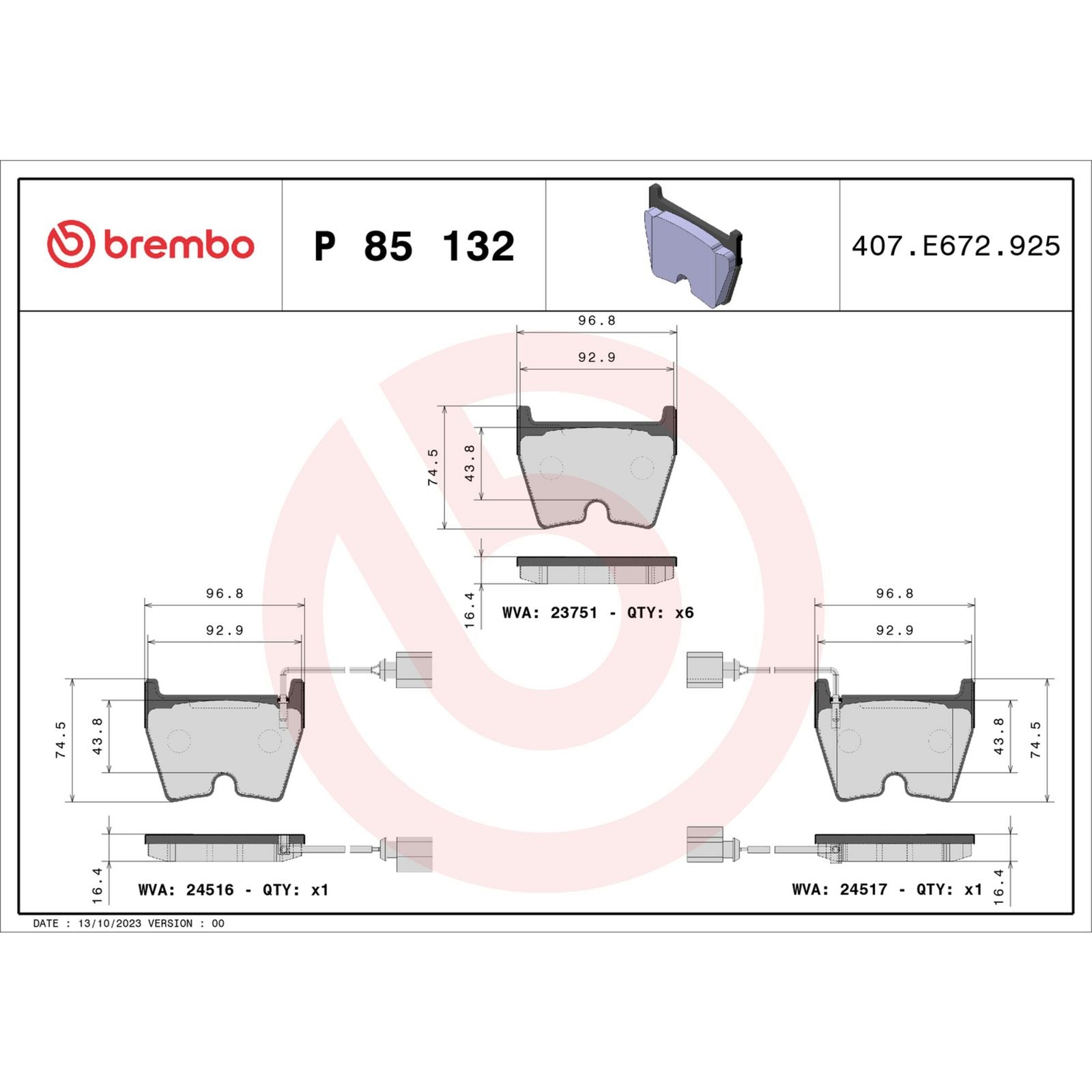 Передние тормозные колодки с низким содержанием металла Brembo PRIME P85132