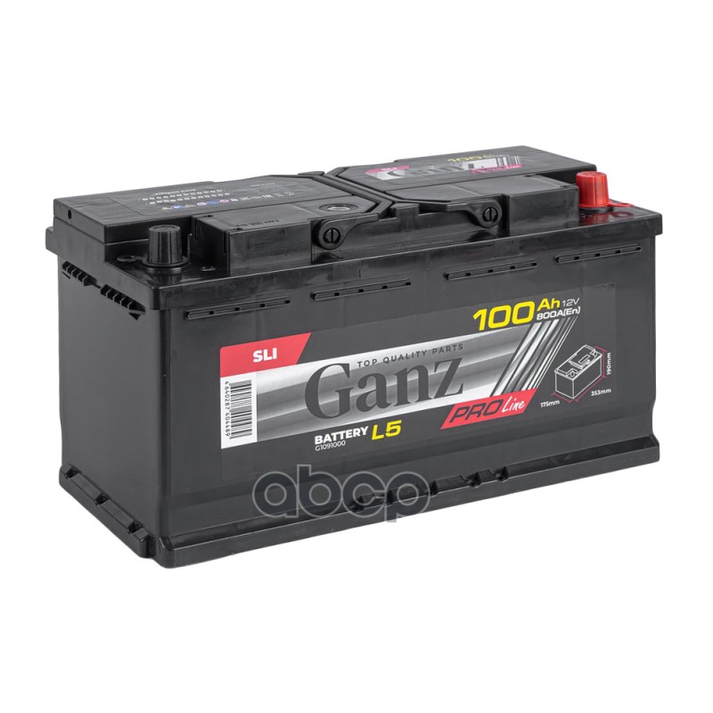Аккумулятор GANZ PRO-Line DIN 100 Ач обратный R+ 353x175x190 L5 EN 800 А GANZ G1091000