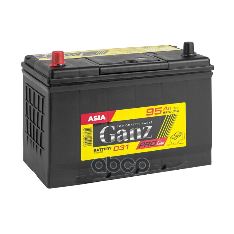 Аккумулятор GANZ PRO-Line JIS 95 Ач прямой L+ 304x173x220 D31 EN 820 А GANZ G1190951