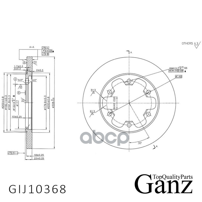 Диск тормозной задний с покрытием GANZ GIJ10368