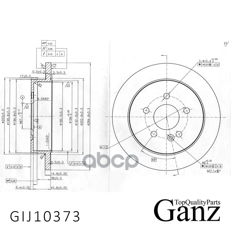 Диск тормозной задний с покрытием GANZ GIJ10373