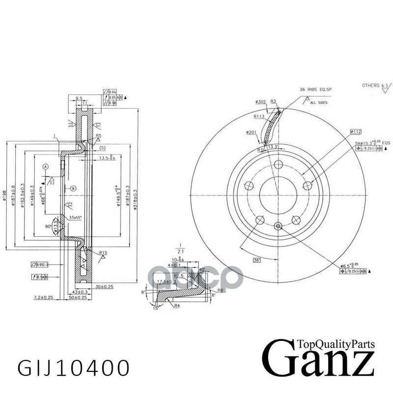 Диск тормозной передний с покрытием GANZ GIJ10400