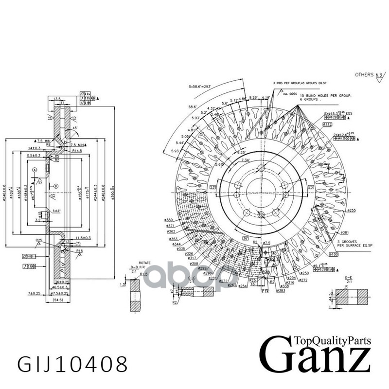 Диск тормозной передний с покрытием GANZ GIJ10408