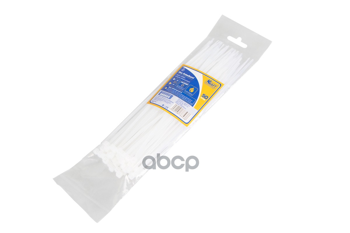 Хомут нейлоновый 3,6*200 белый (уп-ка 50 шт) KRAFT KT880604