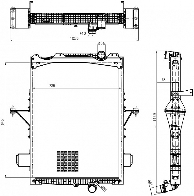 Радиатор охлаждения для ам Volvo Trucks FM (05-)(13-)(20-)FMX (13-)(20-) с дв. D11D13 LUZAR LRc 1034