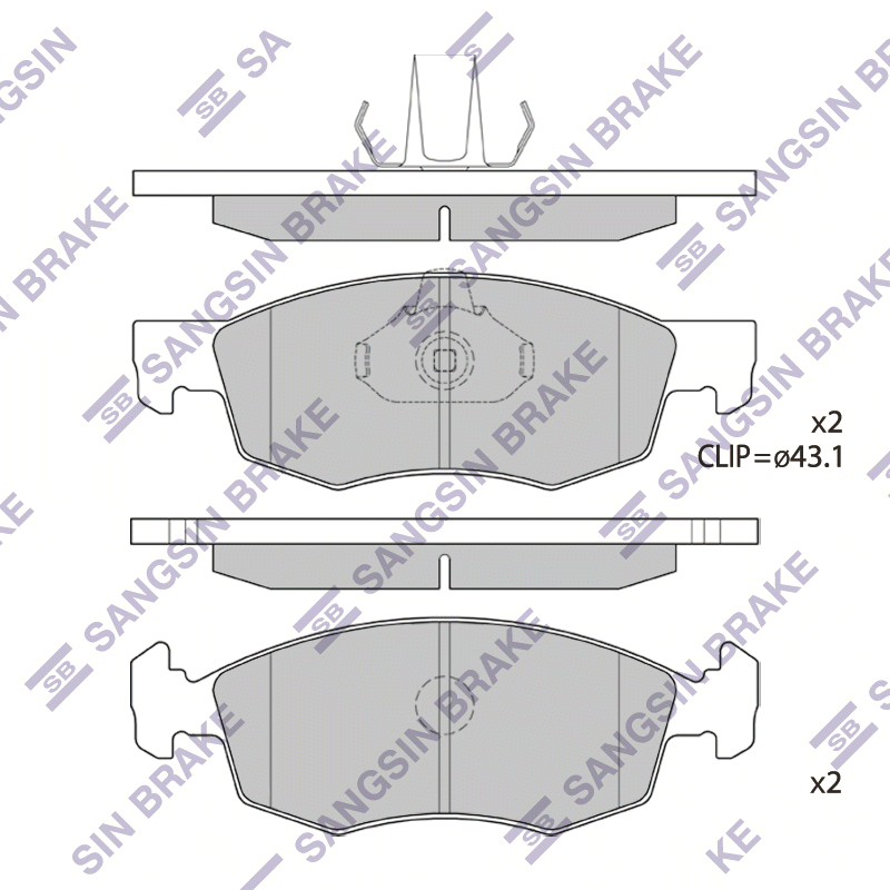Передние тормозные колодки Sangsin SP1198