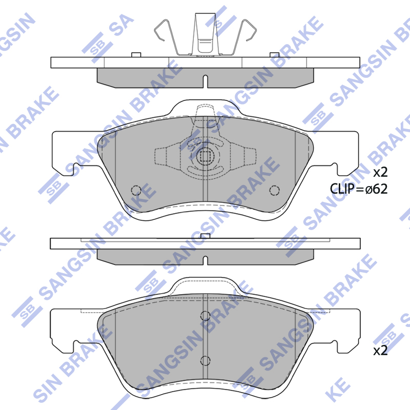 Передние тормозные колодки Sangsin SP1497B