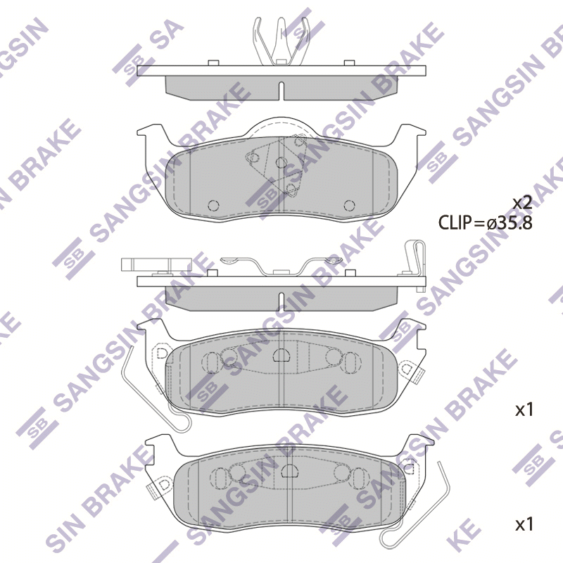 Задние тормозные колодки Sangsin SP1512