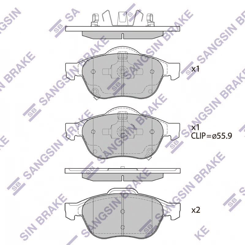 Передние тормозные колодки Sangsin SP1574