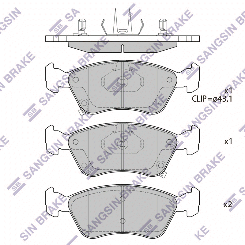 Передние тормозные колодки Sangsin SP1597