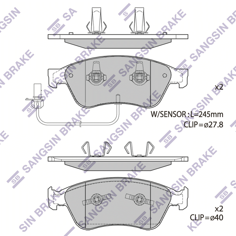 Передние тормозные колодки Sangsin SP1693