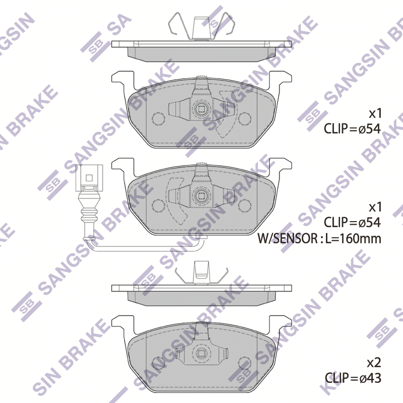 Передние тормозные колодки Sangsin SP1736