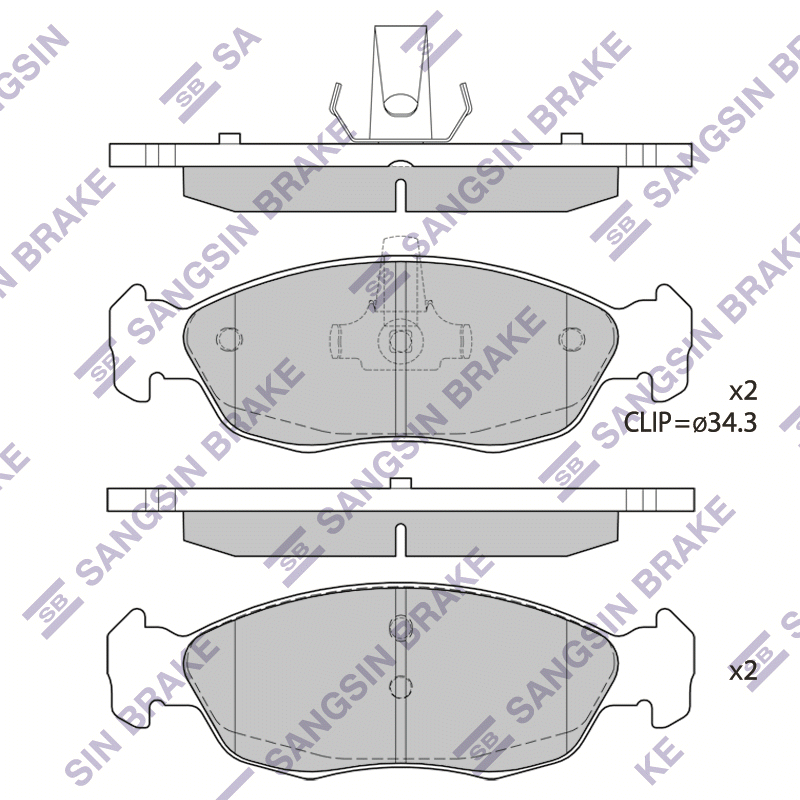 Передние тормозные колодки Sangsin SP1737