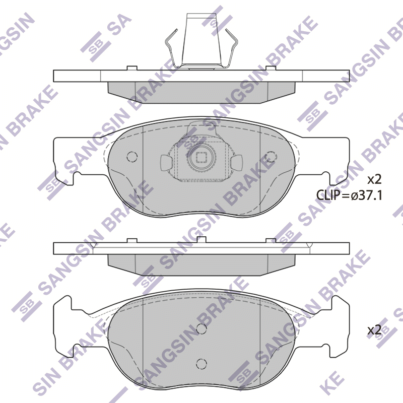 Передние тормозные колодки Sangsin SP1739