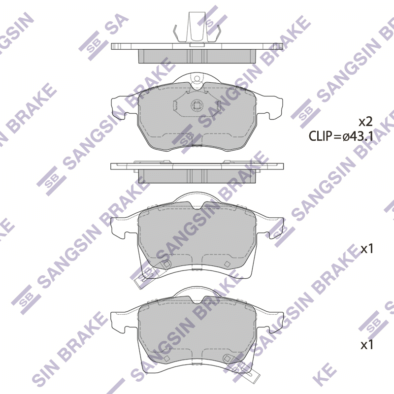 Передние тормозные колодки Sangsin SP1805