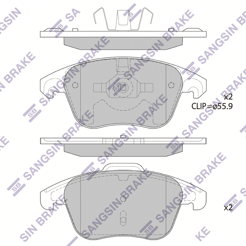 Передние тормозные колодки Sangsin SP1830A