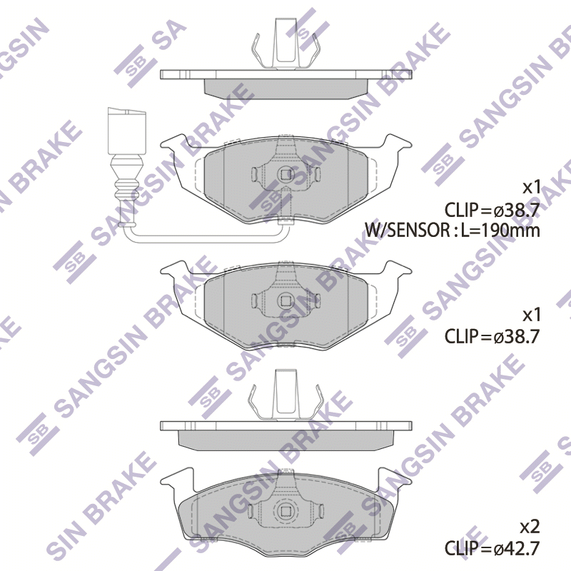 Передние тормозные колодки Sangsin SP1857A