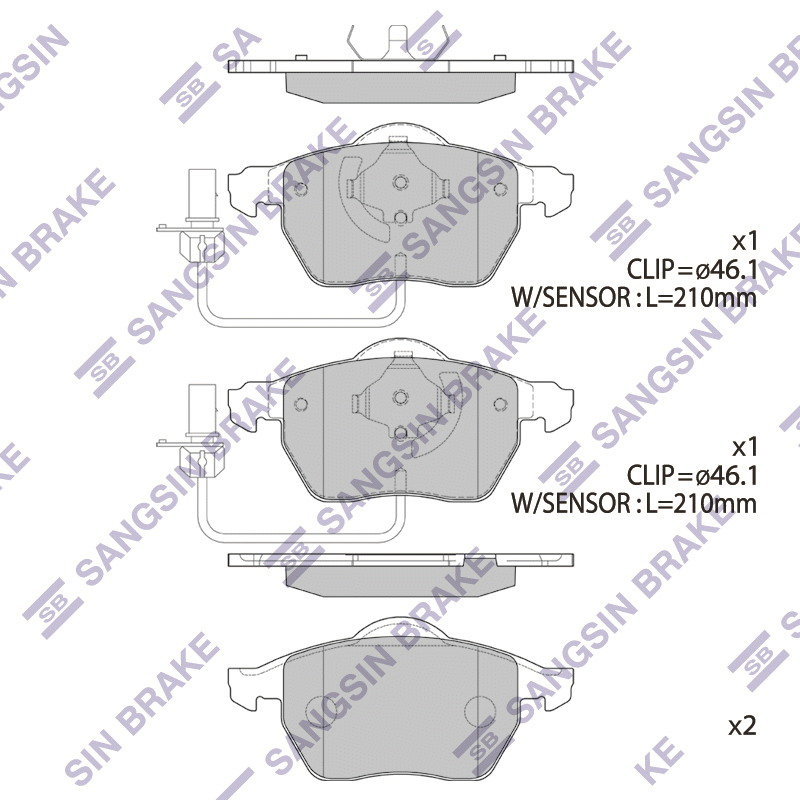 Передние тормозные колодки Sangsin SP2001A