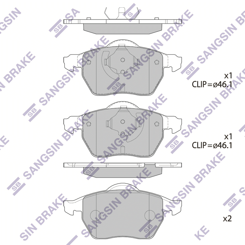 Передние тормозные колодки Sangsin SP2001B