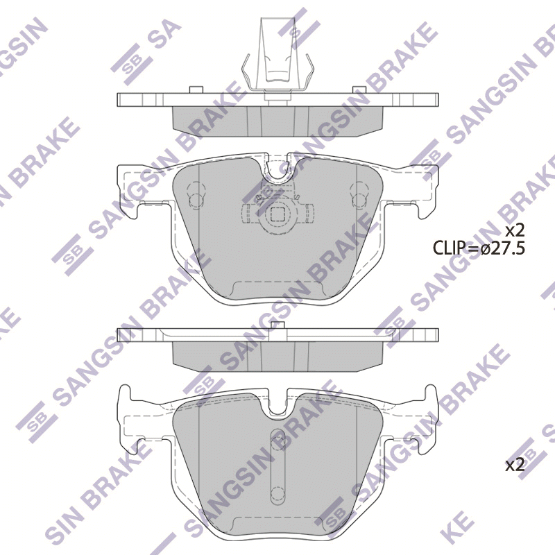 Задние тормозные колодки Sangsin SP2157