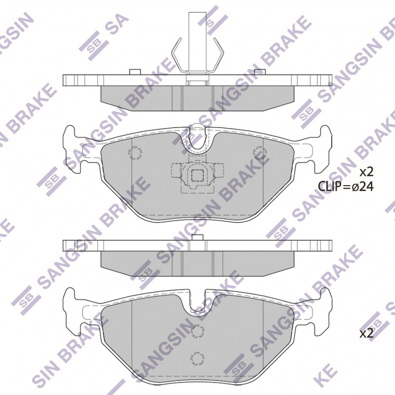 Задние тормозные колодки Sangsin SP2162