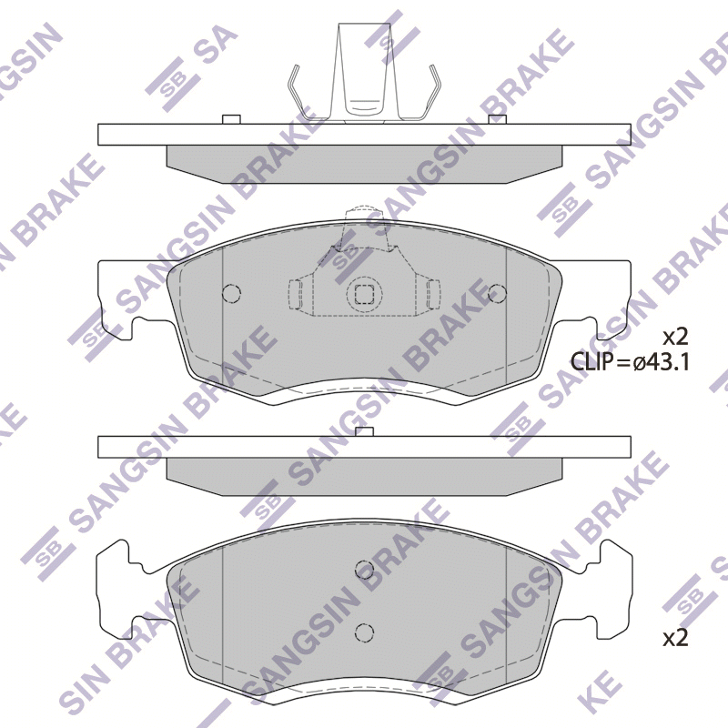 Передние тормозные колодки Sangsin SP4099