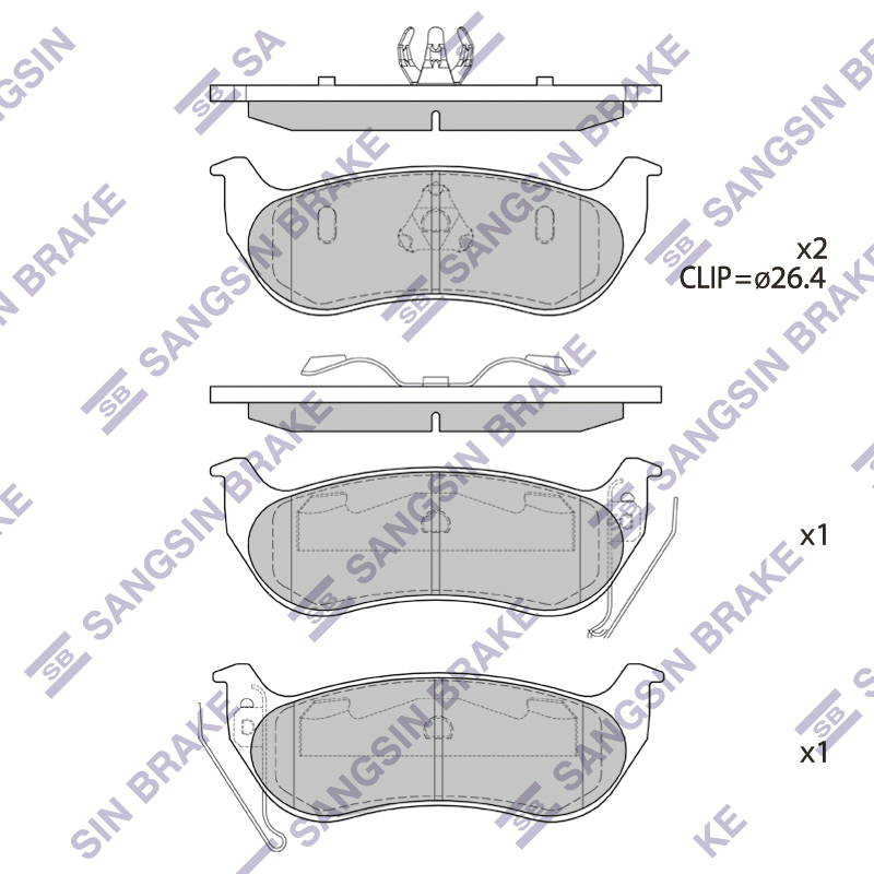 Задние тормозные колодки Sangsin SP4167