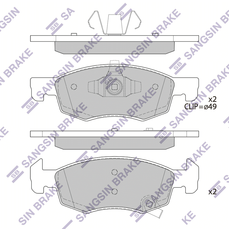 Передние тормозные колодки Sangsin SP4195