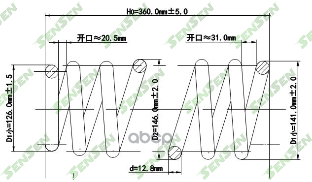 Пружина подвески передней RENAULT KANGOO 97- SENSEN SCP10128